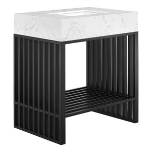 Pemberly Row 30&quot Modern Metal Bathroom Vanity in White/Black