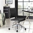Pemberly Row Modern Vinyl Armless Mid Back Office Chair in Black