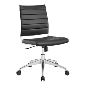 Pemberly Row Modern Vinyl Armless Mid Back Office Chair in Black