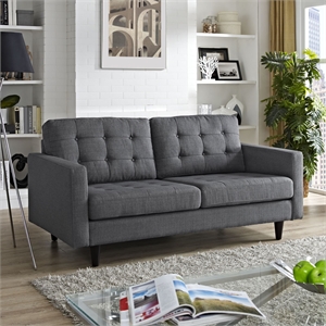 Pemberly Row Modern Upholstered Fabric Tufted Loveseat in Gray
