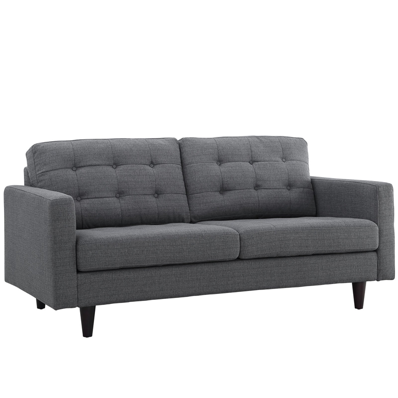 Pemberly Row Modern Upholstered Fabric Tufted Loveseat in Gray