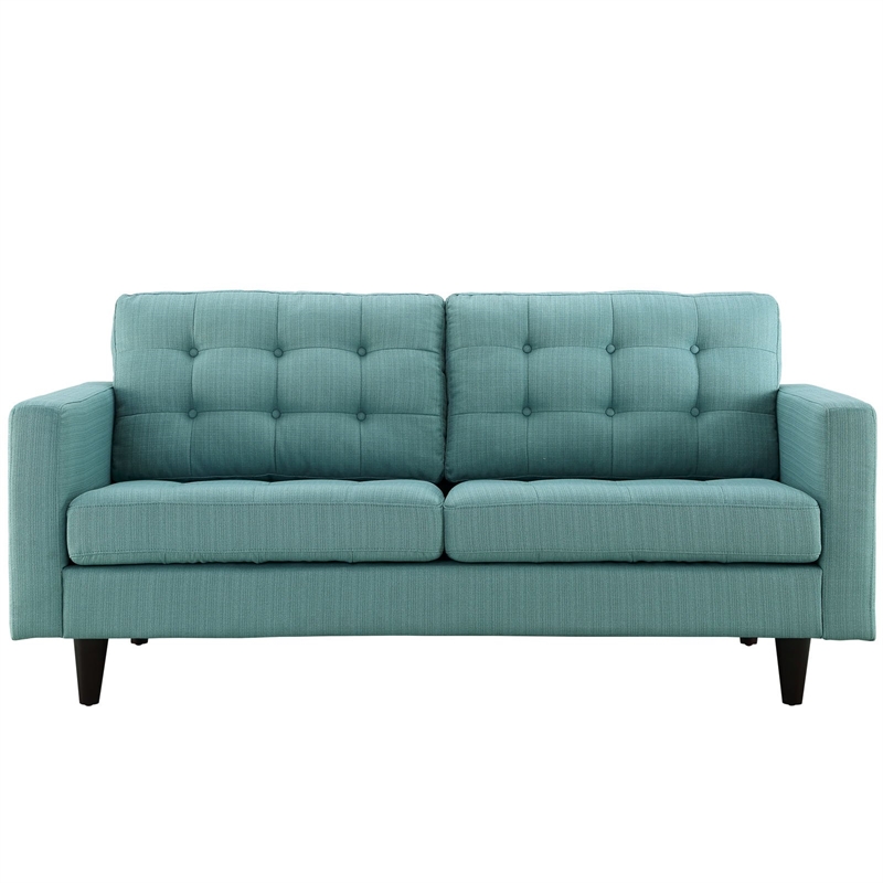 Pemberly Row Modern Upholstered Fabric Loveseat in Laguna Blue