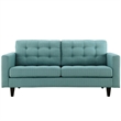 Pemberly Row Modern Upholstered Fabric Loveseat in Laguna Blue