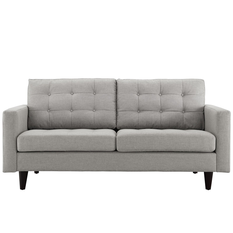 Pemberly Row Modern Upholstered Fabric Loveseat in Light Gray