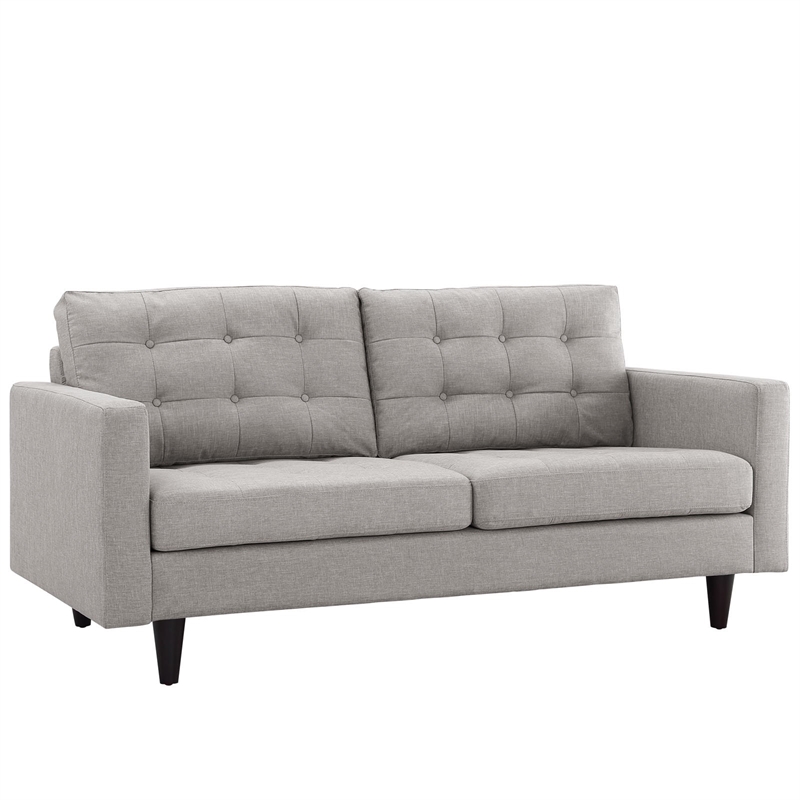 Pemberly Row Modern Upholstered Fabric Loveseat in Light Gray