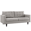 Pemberly Row Modern Upholstered Fabric Loveseat in Light Gray