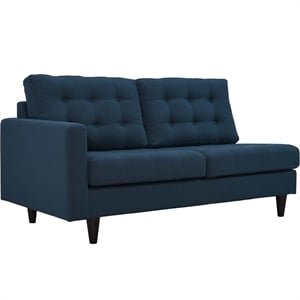 Pemberly Row Left-Facing Upholstered Polyester Fabric Loveseat in Azure Blue
