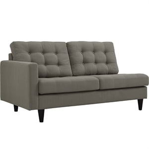 Pemberly Row Left-Facing Upholstered Polyester Fabric Loveseat in Granite