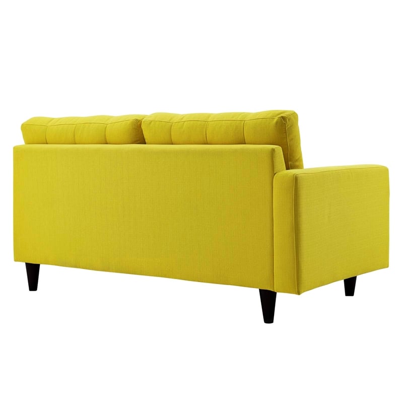 Pemberly Row Left-Facing Upholstered Fabric Loveseat in Sunny