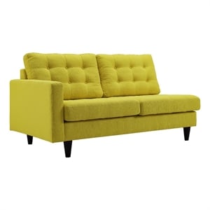 Pemberly Row Left-Facing Upholstered Fabric Loveseat in Sunny
