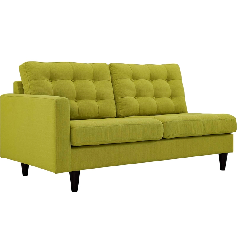 Pemberly Row Left-Facing Upholstered Fabric Loveseat in Wheatgrass