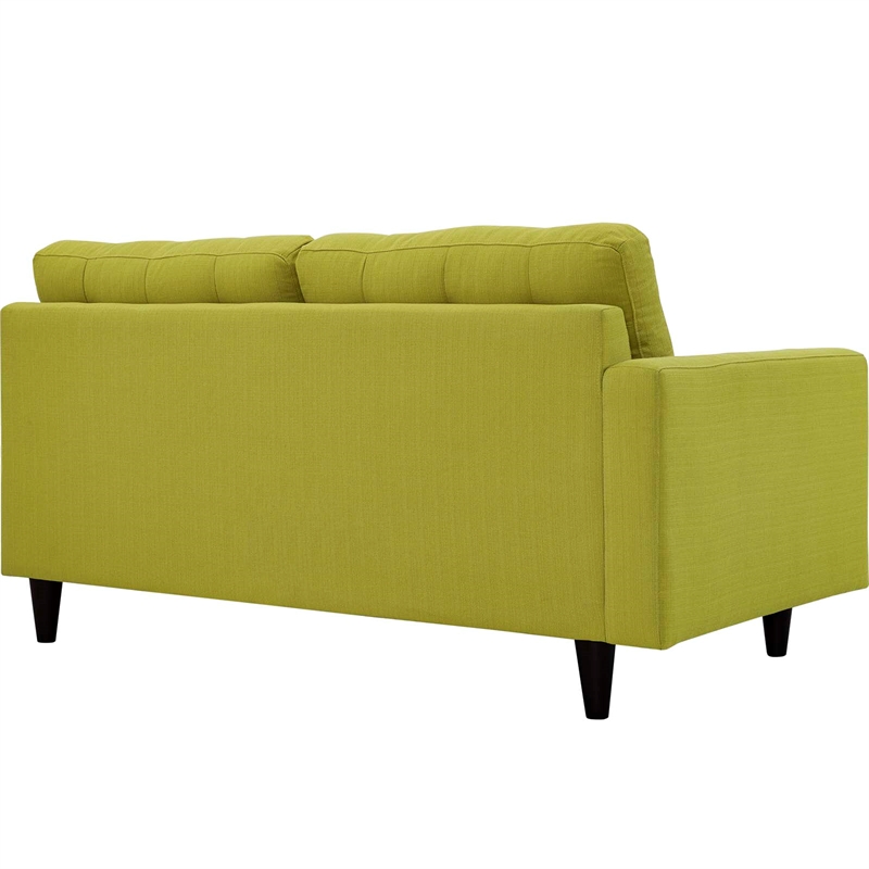 Pemberly Row Left-Facing Upholstered Fabric Loveseat in Wheatgrass