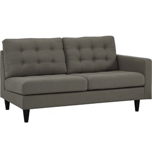 Pemberly Row Right-Facing Upholstered Polyester Fabric Loveseat in Granite