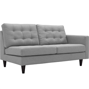 Pemberly Row Right-Facing Upholstered Polyester Fabric Loveseat in Light Gray