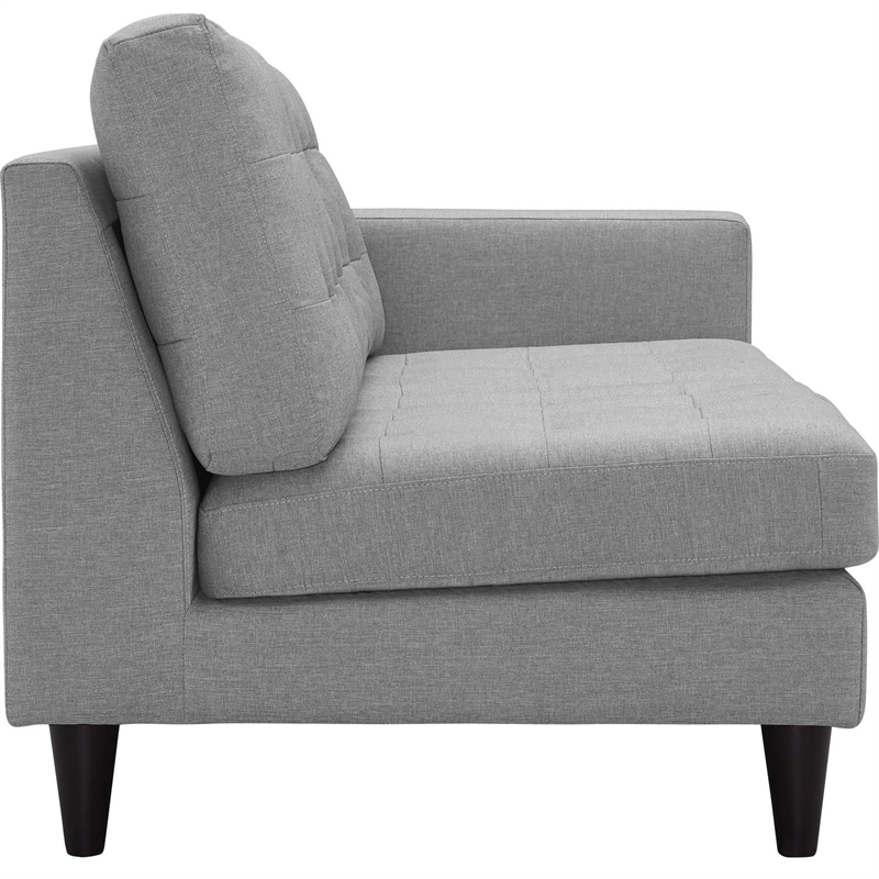 Pemberly Row Right-Facing Upholstered Polyester Fabric Loveseat in Light Gray