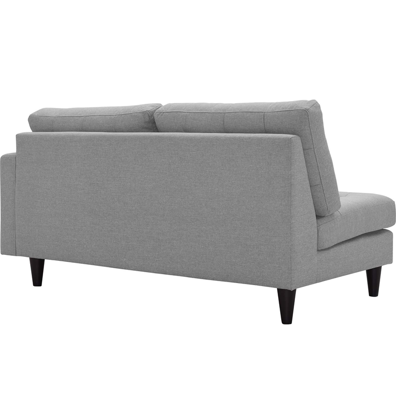 Pemberly Row Right-Facing Upholstered Polyester Fabric Loveseat in Light Gray