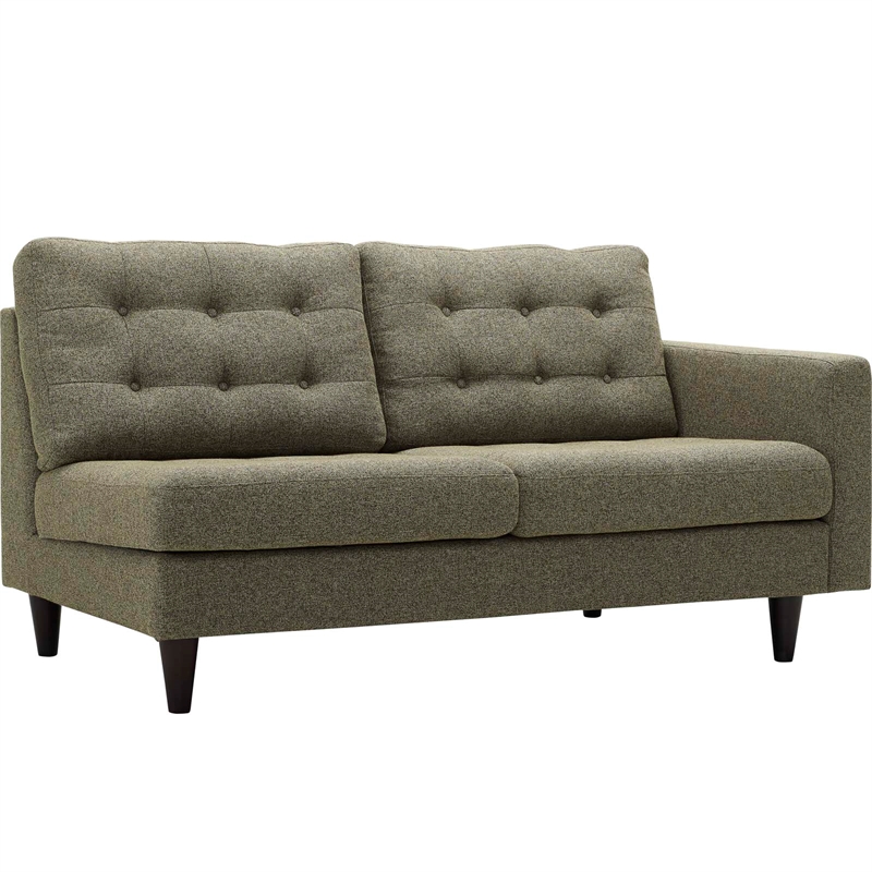 Pemberly Row Right-Facing Upholstered Fabric Loveseat in Oatmeal