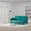 Pemberly Row Left-Facing Upholstered Polyester Fabric Loveseat in Teal Blue