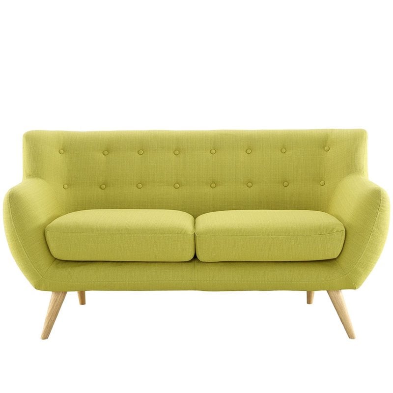 Pemberly Row Modern Upholstered Fabric Loveseat in Wheatgrass Green