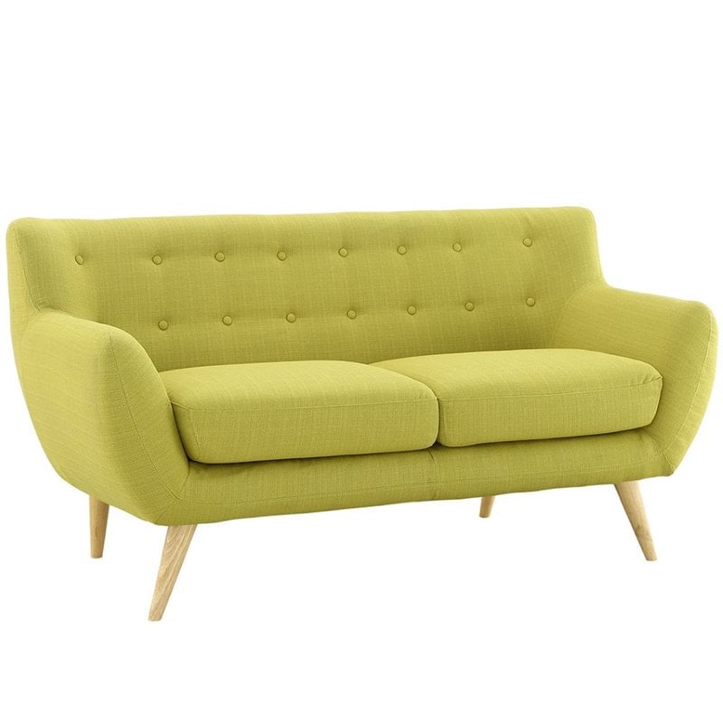Pemberly Row Modern Upholstered Fabric Loveseat in Wheatgrass Green