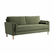 Pemberly Row Mid-Century Stationary Sofa in Olive Fabric Upholstery