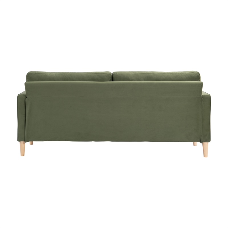 Pemberly Row Mid-Century Stationary Sofa in Olive Fabric Upholstery