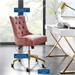 Pemberly Row Modern Velvet Swivel Office Chair in Gold & Dusty Rose Pink