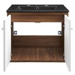 Pemberly Row Modern Wood Wall-Mount Bathroom Vanity in White/Walnut