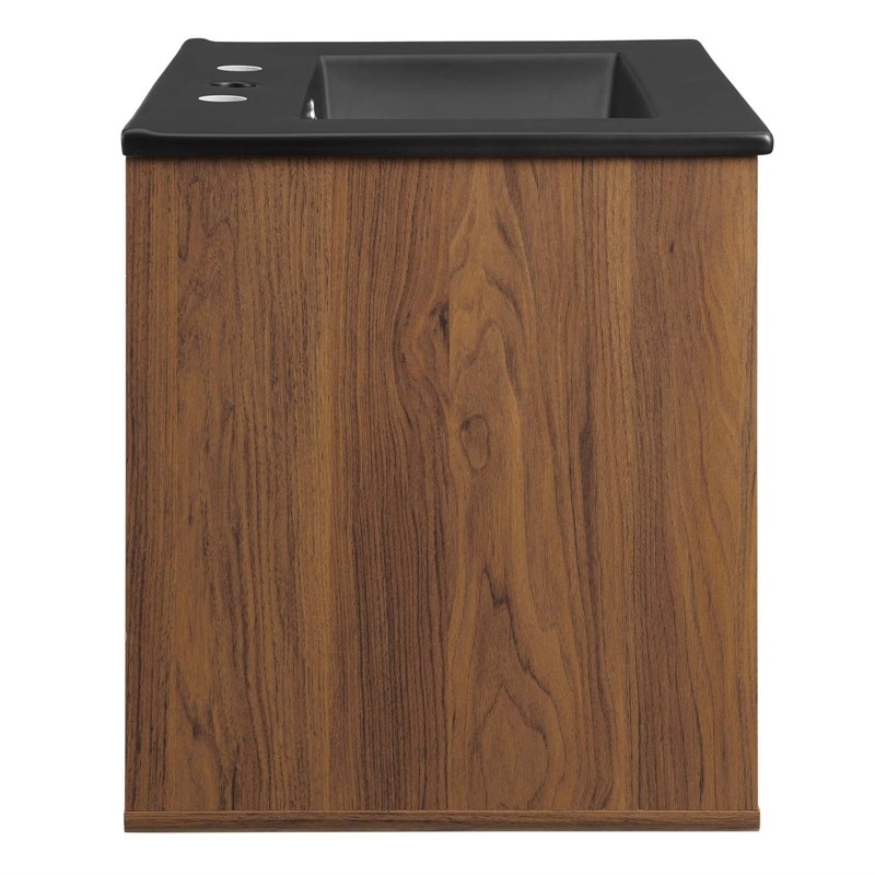 Pemberly Row Modern Wood Wall-Mount Bathroom Vanity in White/Walnut