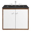 Pemberly Row Modern Wood Wall-Mount Bathroom Vanity in White/Walnut