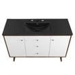 Pemberly Row Modern Wood Single Sink Bathroom Vanity in Walnut/White