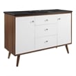Pemberly Row Modern Wood Single Sink Bathroom Vanity in Walnut/White