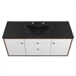 Pemberly Row Modern Wood Wall-Mount Bathroom Vanity in Walnut/White