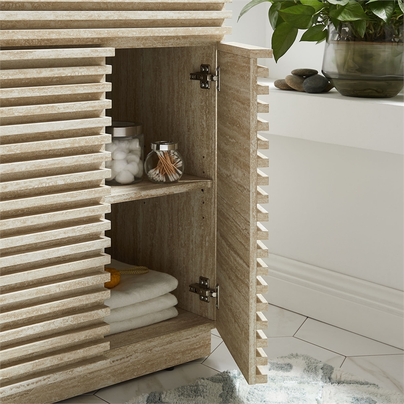 Pemberly Row Bathroom Vanity Cabinet (Sink Not Included) in Travertine