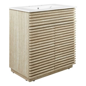 Pemberly Row Contemporary Bathroom Vanity With Sink in White