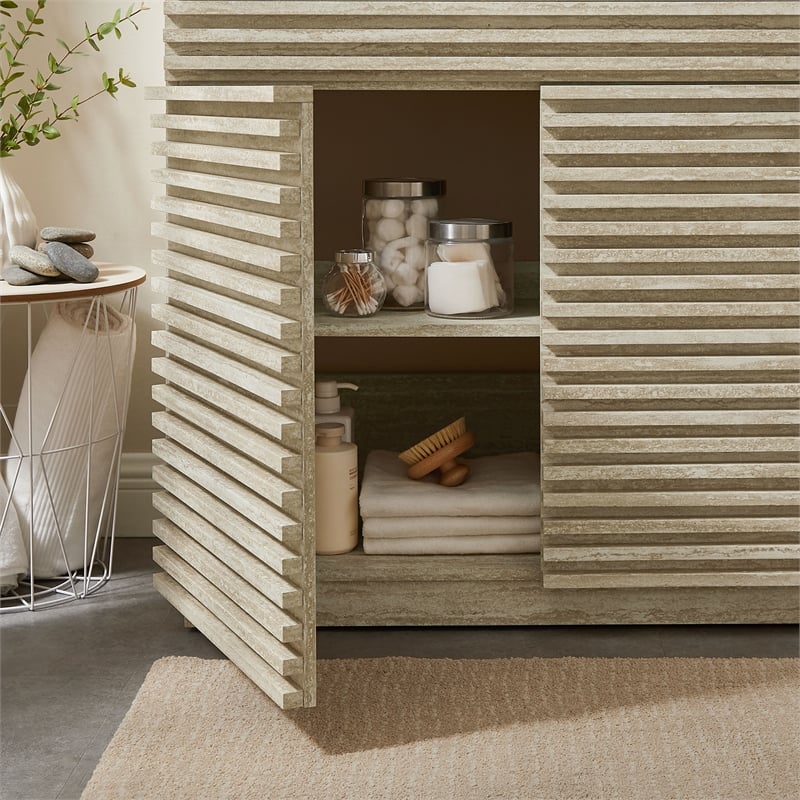 Pemberly Row Contemporary Bathroom Vanity With Sink in White