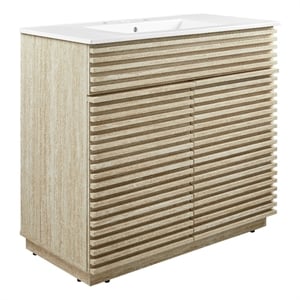 Pemberly Row Contemporary Bathroom Vanity With Sink in White