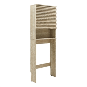 Pemberly Row Contemporary Bathroom Storage Cabinet in Travertine