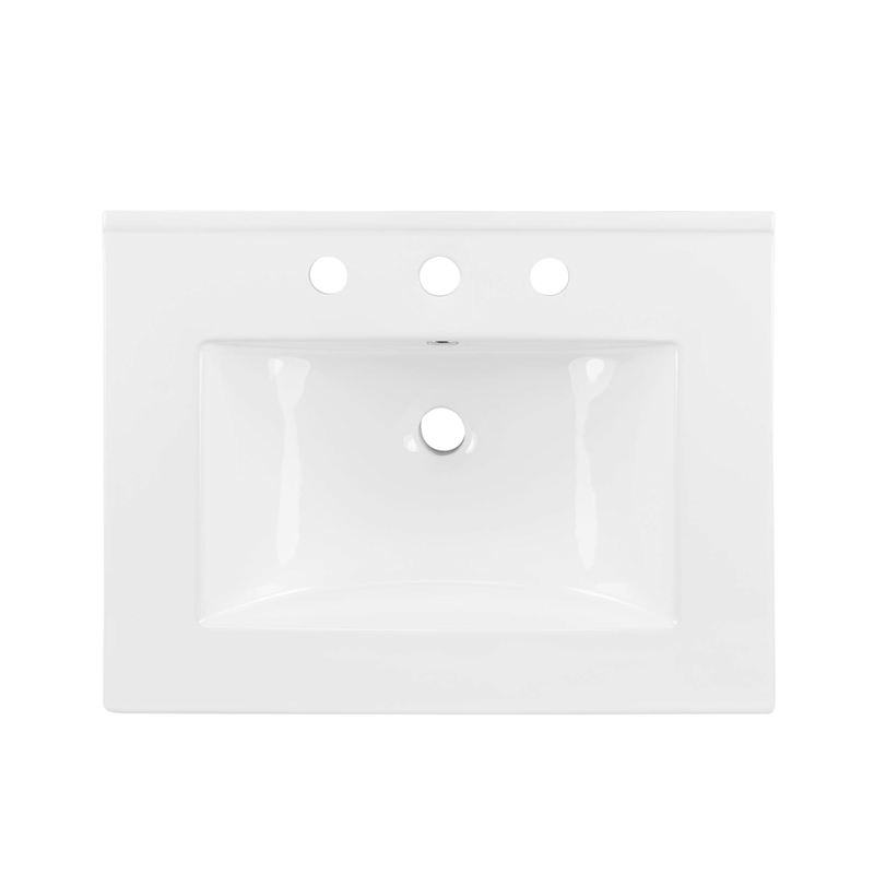 Pemberly Row Contemporary Wall-Mount Bathroom Vanity in Walnut/White