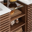 Pemberly Row Contemporary Wall-Mount Bathroom Vanity in Walnut/White