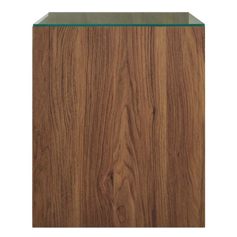 Pemberly Row Contemporary Wall-Mount Bathroom Vanity in Walnut/White