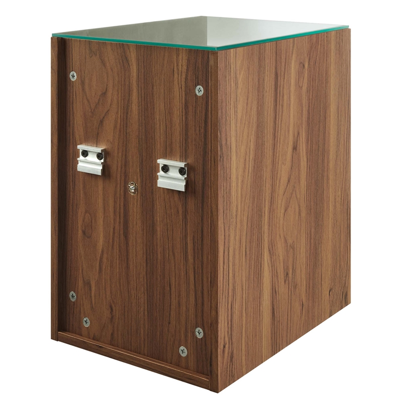 Pemberly Row Contemporary Wall-Mount Bathroom Vanity in Walnut/Black