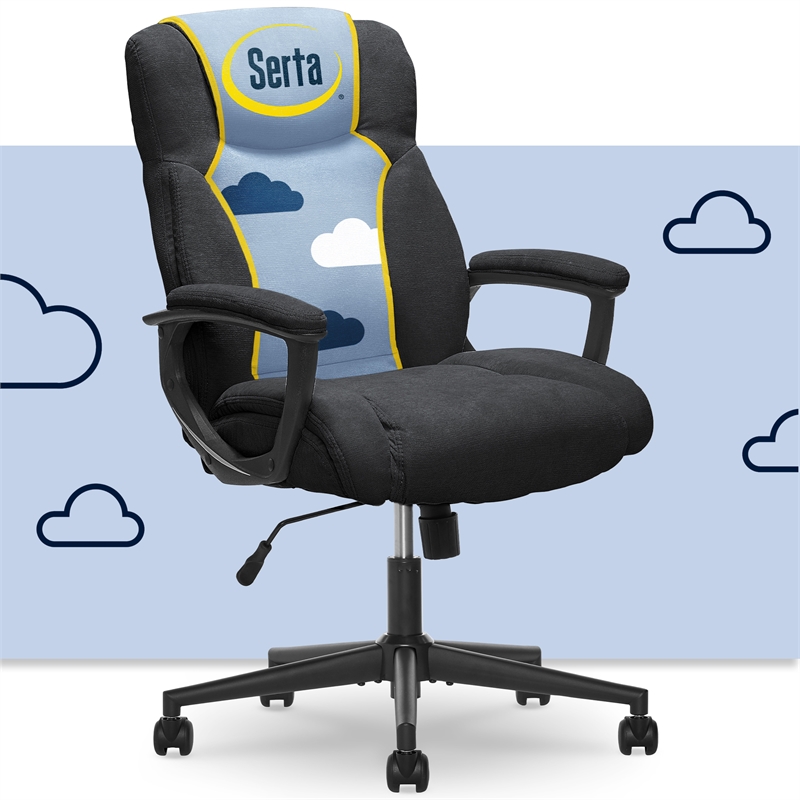 Pemberly Row Contemporary Style Office Swivel Chair in Black