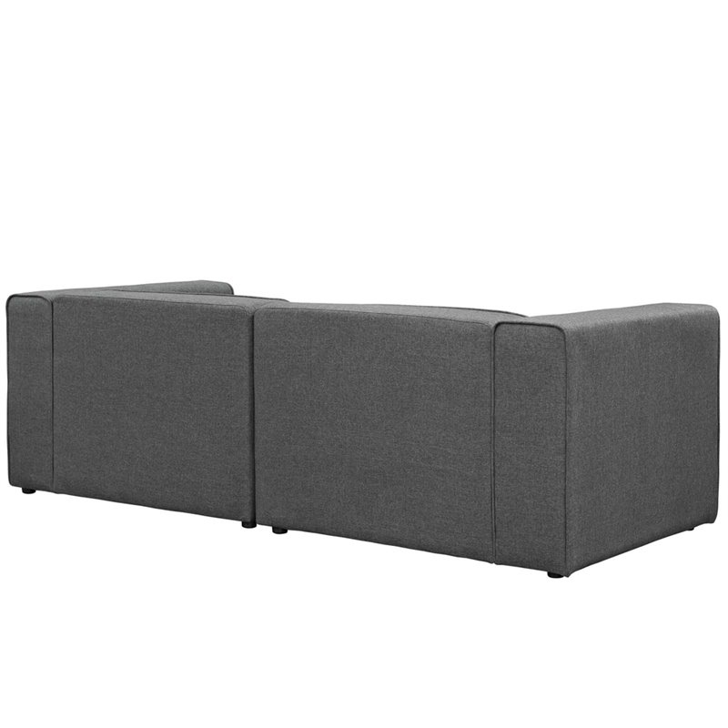 Pemberly Row 2-Piece Fabric Upholstered Loveseat in Gray Finish
