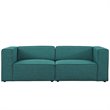 Pemberly Row 2-Piece Fabric Upholstered Loveseat in Teal Finish