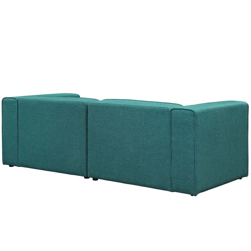 Pemberly Row 2-Piece Fabric Upholstered Loveseat in Teal Finish