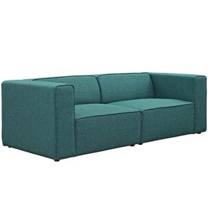 Pemberly Row 2-Piece Fabric Upholstered Loveseat in Teal Finish