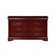 Pemberly Row Transitional Rectangular Wood 6-Drawer Dresser in Cherry