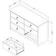 Pemberly Row Contemporary 6 Drawer Dresser in White and Weathered Oak