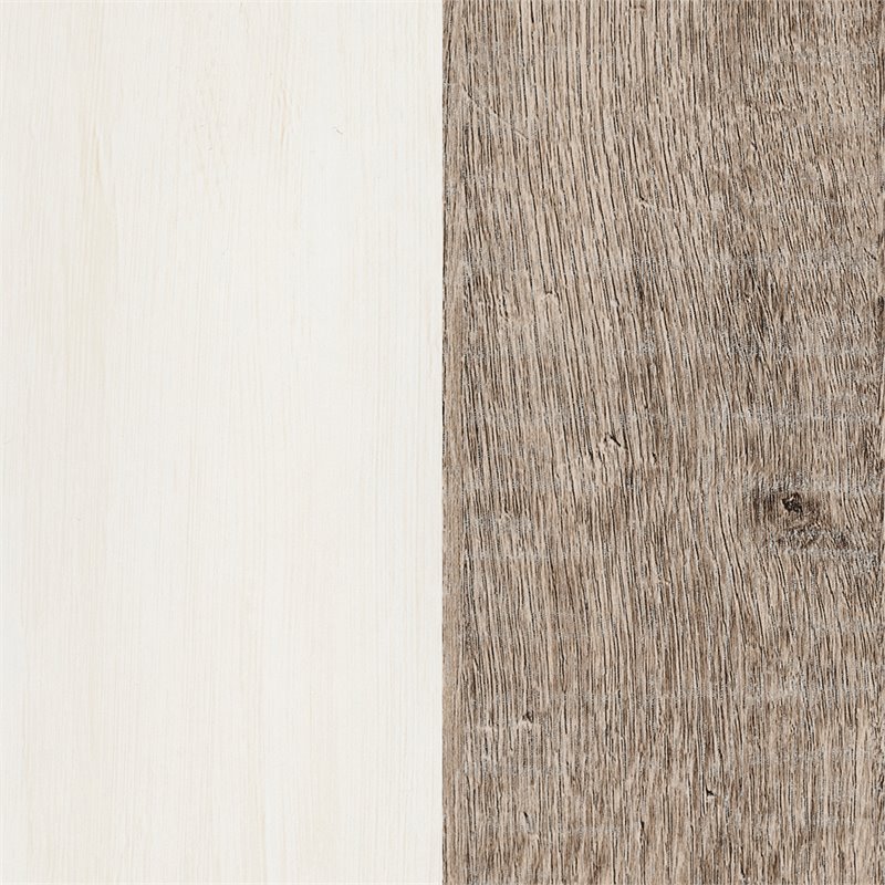 Pemberly Row Contemporary 6 Drawer Dresser in White and Weathered Oak